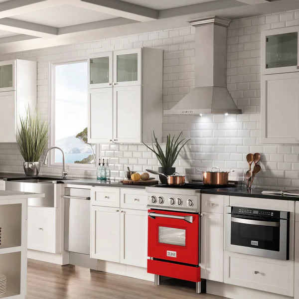 ZLINE 24 Inch 2.8 cu. ft. Induction Range with a 3 Element Stove and Electric Oven in Red Gloss 2