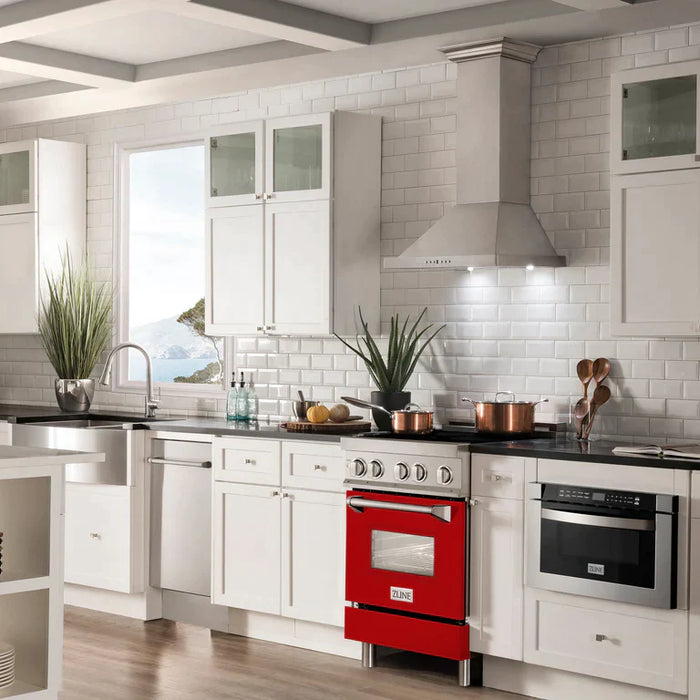 ZLINE 24 Inch 2.8 cu. ft. Induction Range with a 3 Element Stove and Electric Oven in Red Matte