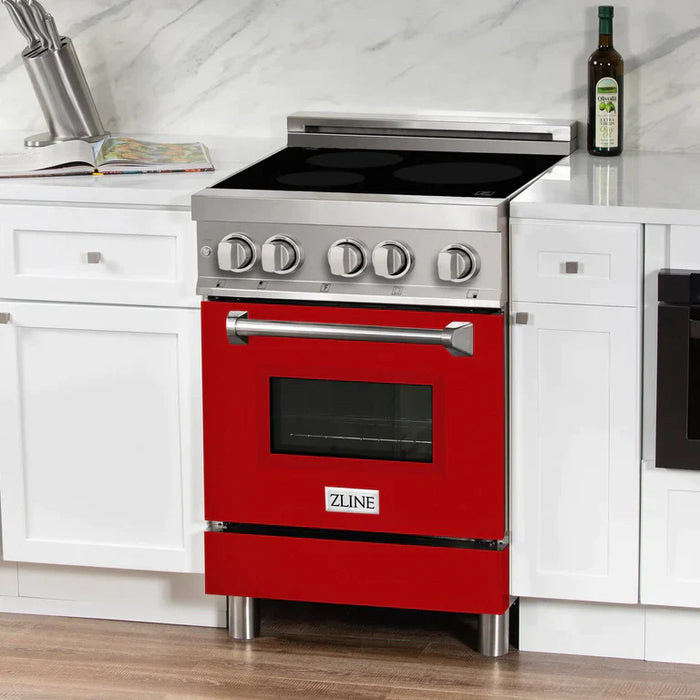 ZLINE 24 Inch 2.8 cu. ft. Induction Range with a 3 Element Stove and Electric Oven in Red Matte