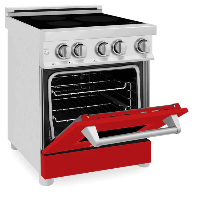 ZLINE 24 Inch 2.8 cu. ft. Induction Range with a 3 Element Stove and Electric Oven in Red Matte