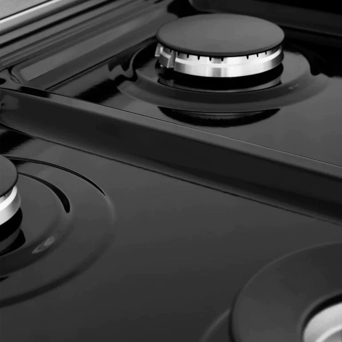 ZLINE 24 Inch Gas Range in DuraSnow® Stainless Steel and Black Matte Door