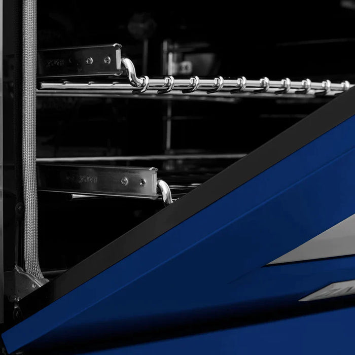 ZLINE 24 Inch Gas Range in DuraSnow® Stainless Steel and Blue Gloss Door