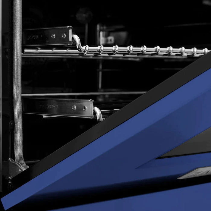 ZLINE 24 Inch Gas Range in DuraSnow® Stainless Steel and Blue Matte Door