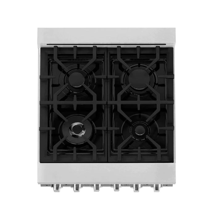 ZLINE 24 Inch Gas Range in DuraSnow® Stainless Steel and Blue Matte Door
