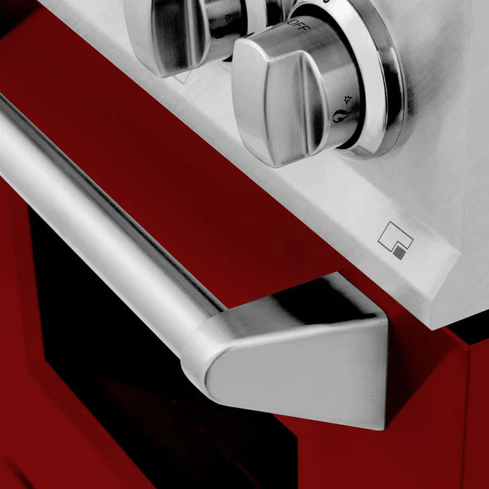 ZLINE 24 Inch Gas Range in DuraSnow® Stainless Steel and Red Gloss Door