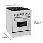 ZLINE 24 Inch 2.8 cu. ft. Range with Gas Stove and Gas Oven in Stainless Steel with Brass Burners14