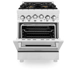 ZLINE 24 Inch 2.8 cu. ft. Range with Gas Stove and Gas Oven in Stainless Steel with Brass Burners3