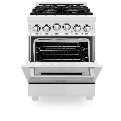 ZLINE 24 Inch 2.8 cu. ft. Range with Gas Stove and Gas Oven in Stainless Steel with Brass Burners 3