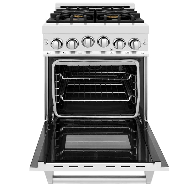 ZLINE 24 Inch 2.8 cu. ft. Range with Gas Stove and Gas Oven in Stainless Steel with Brass Burners 4