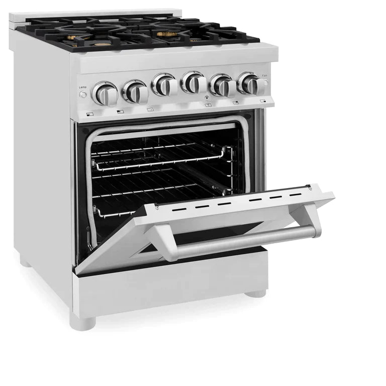 ZLINE 24 Inch 2.8 cu. ft. Range with Gas Stove and Gas Oven in Stainless Steel with Brass Burners 5