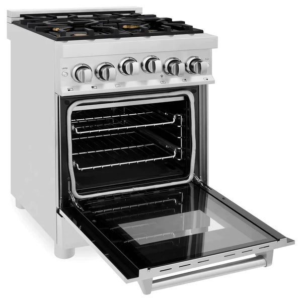 ZLINE 24 Inch 2.8 cu. ft. Range with Gas Stove and Gas Oven in Stainless Steel with Brass Burners 6