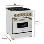 ZLINE 24 Inch Autograph Edition Gas Range in Stainless Steel with Champagne Bronze Accents 7