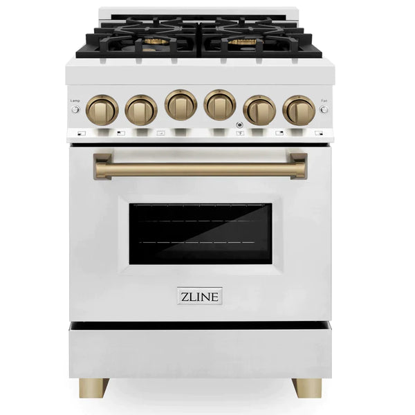 ZLINE 24 Inch Autograph Edition Gas Range in Stainless Steel with Champagne Bronze Accents 8