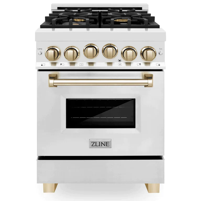 ZLINE 24 Inch Autograph Edition Gas Range in Stainless Steel with Gold Accents 8