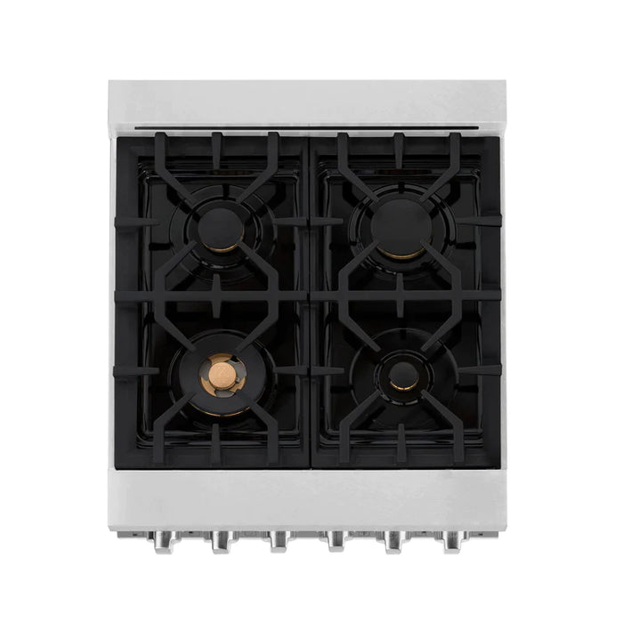 ZLINE 24 Inch Gas Range in DuraSnow® Stainless Steel Range with Brass Burners