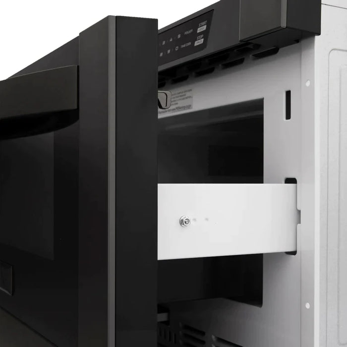 ZLINE 48" Kitchen Package with Black Stainless Steel Dual Fuel Range, Range Hood, Microwave Drawer and Dishwasher