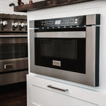 ZLINE Kitchen Package with Stainless Steel Dual Fuel Range, Convertible Vent Range Hood and 24" Microwave Oven 31