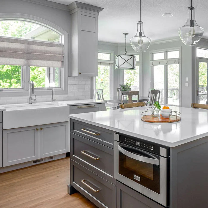 ZLINE 48" Kitchen Package with Stainless Steel Dual Fuel Range, Range Hood, Microwave Drawer and Tall Tub Dishwasher
