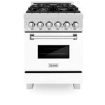 ZLINE 24 in. 2.8 cu. ft. Dual Fuel Range with Gas Stove and Electric Oven in DuraSnow® Stainless Steel and White Matte Door 18