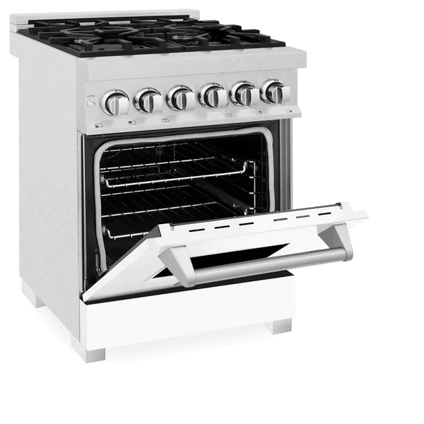 ZLINE 24 in. 2.8 cu. ft. Dual Fuel Range with Gas Stove and Electric Oven in DuraSnow® Stainless Steel and White Matte Door 7