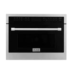 ZLINE Kitchen Package with Stainless Steel Dual Fuel Range, Convertible Vent Range Hood and 24" Microwave Oven 14