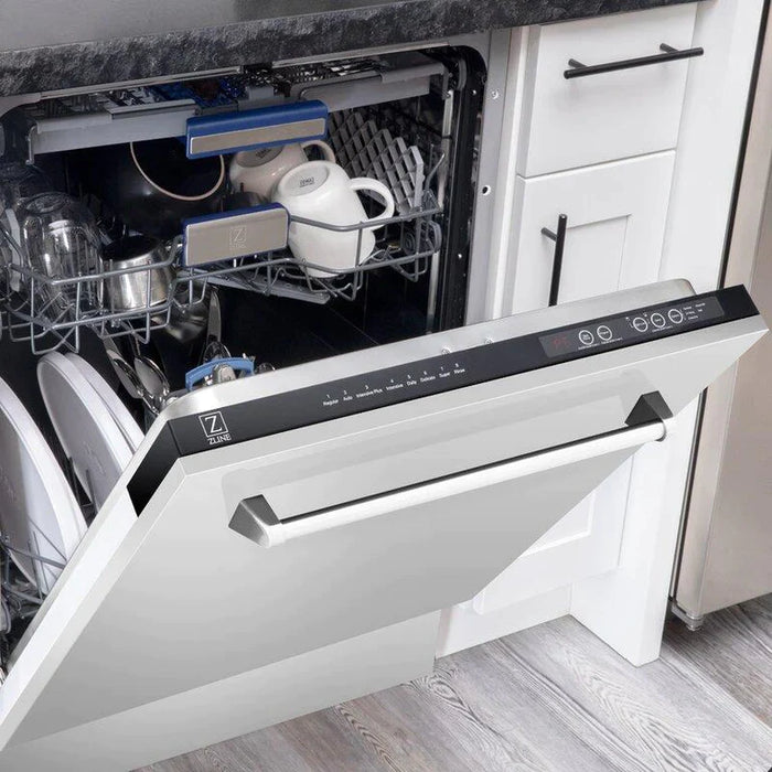 ZLINE Kitchen Package with Refrigeration, 48" Stainless Steel Gas Range, 48" Range Hood, Microwave Drawer, and 24" Tall Tub Dishwasher