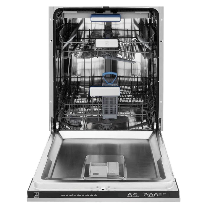 ZLINE Kitchen Package with Water and Ice Dispenser Refrigerator, 30" Dual Fuel Range, 30" Range Hood, Microwave Drawer, and 24" Tall Tub Dishwasher