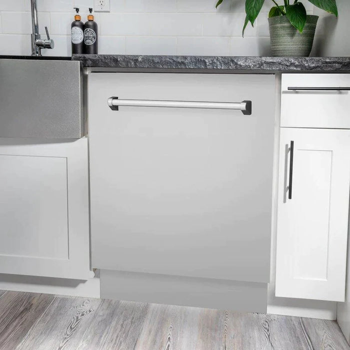 ZLINE Kitchen Package with Refrigeration, 48" Stainless Steel Gas Range, 48" Range Hood, Microwave Drawer, and 24" Tall Tub Dishwasher