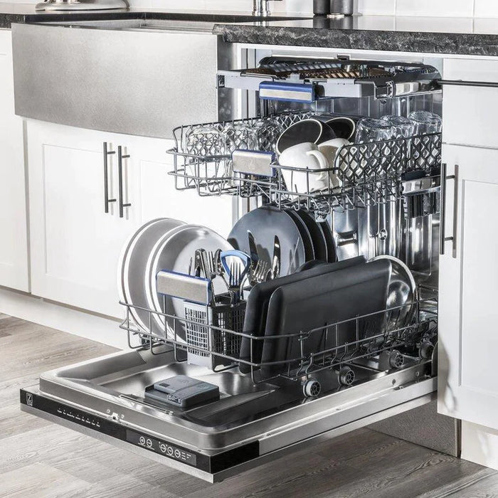 ZLINE 48" Kitchen Package with DuraSnow® Stainless Dual Fuel Range, Ducted Vent Range Hood and Tall Tub Dishwasher