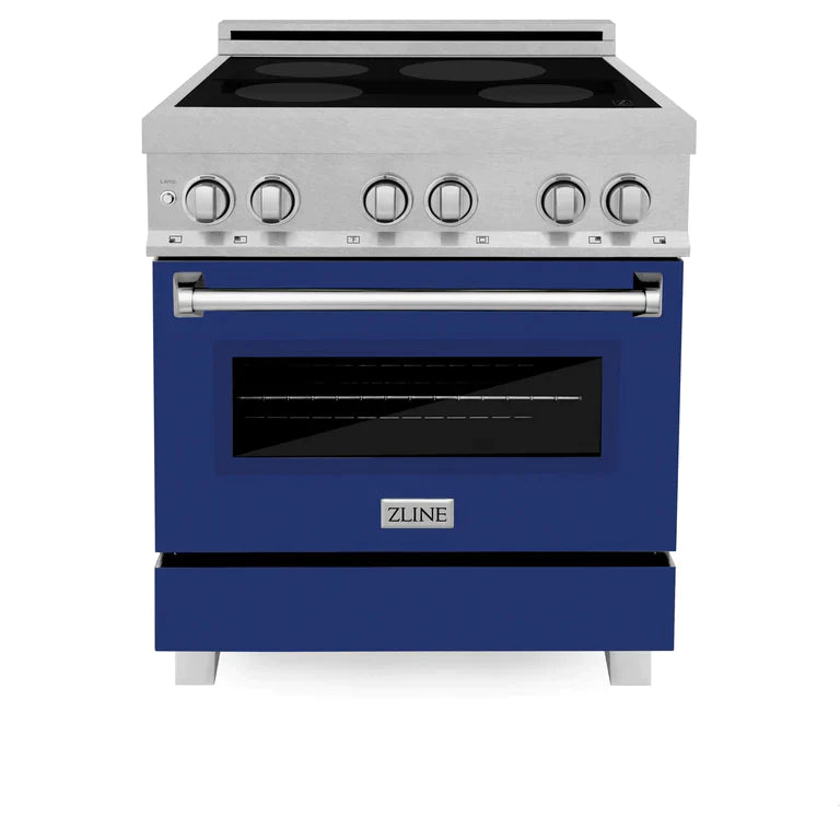 ZLINE 30 In. 4.0 cu. ft. Induction Range with a 4 Element Stove and Electric Oven in Blue Gloss 11