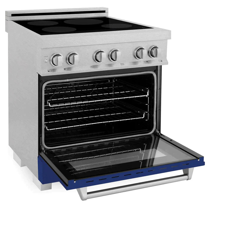 ZLINE 30 In. 4.0 cu. ft. Induction Range with a 4 Element Stove and Electric Oven in Blue Gloss