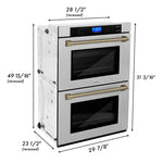 ZLINE 30 In. Autograph Edition Double Wall Oven with Self Clean and True Convection in DuraSnow® Stainless Steel and Champagne Bronze9