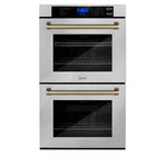ZLINE 30 In. Autograph Edition Double Wall Oven with Self Clean and True Convection in DuraSnow® Stainless Steel and Champagne Bronze1