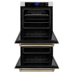 ZLINE 30 In. Autograph Edition Double Wall Oven with Self Clean and True Convection in DuraSnow® Stainless Steel and Champagne Bronze4