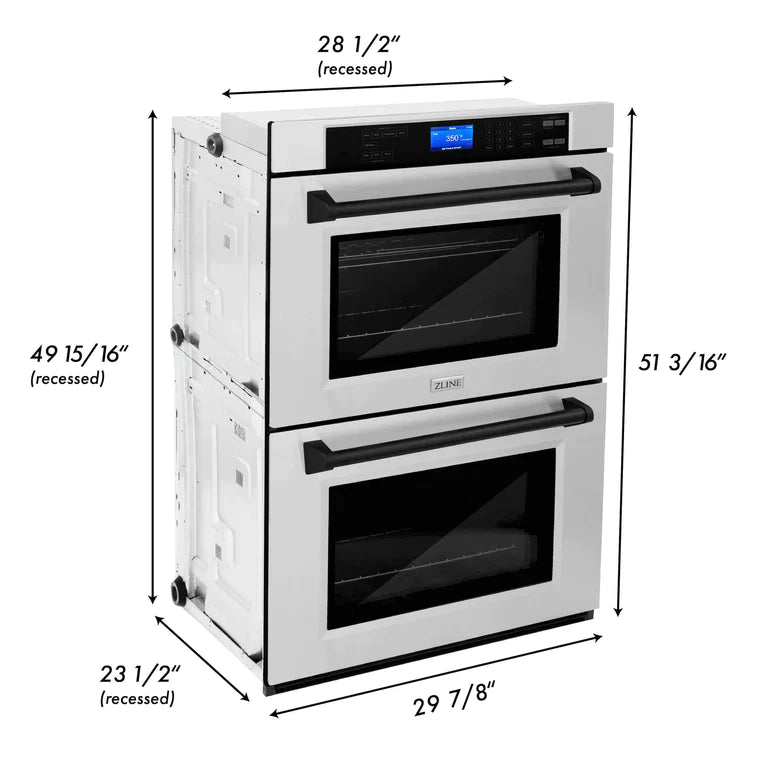 ZLINE 30 In. Autograph Edition Double Wall Oven with Self Clean and True Convection in Stainless Steel and Matte Black 11