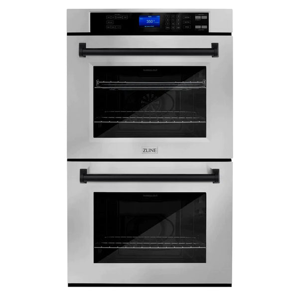 ZLINE 30 In. Autograph Edition Double Wall Oven with Self Clean and True Convection in Stainless Steel and Matte Black 1
