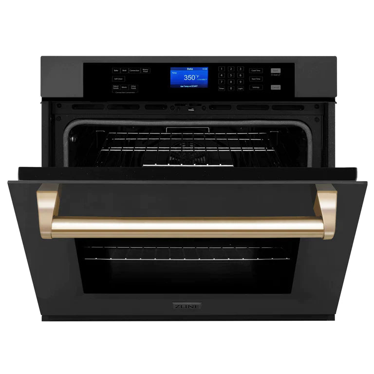 ZLINE 30 In. Autograph Edition Single Wall Oven with Self Clean and True Convection in Black Stainless Steel and Gold 3