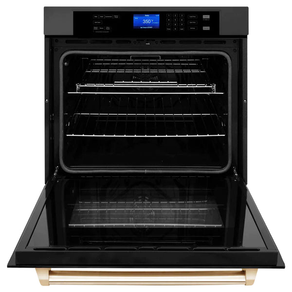 ZLINE 30 In. Autograph Edition Single Wall Oven with Self Clean and True Convection in Black Stainless Steel and Gold 4