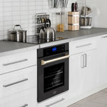 ZLINE 30 In. Autograph Edition Single Wall Oven with Self Clean and True Convection in Black Stainless Steel and Gold2