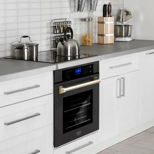 ZLINE 30 In. Autograph Edition Single Wall Oven with Self Clean and True Convection in Black Stainless Steel and Gold 2