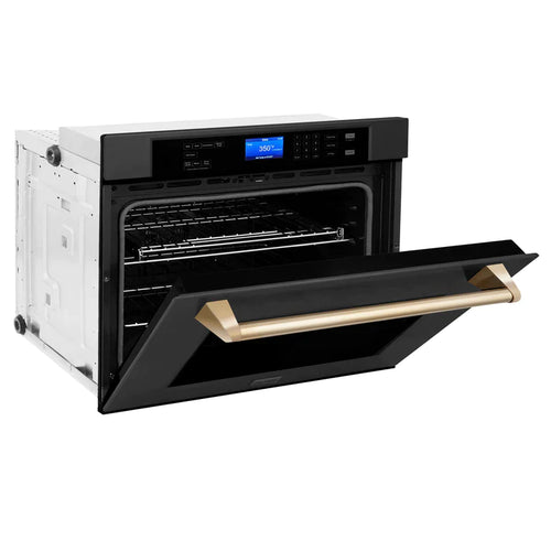 ZLINE 30 In. Autograph Edition Single Wall Oven with Self Clean and True Convection in Black Stainless Steel and Gold 5