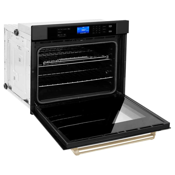 ZLINE 30 In. Autograph Edition Single Wall Oven with Self Clean and True Convection in Black Stainless Steel and Gold 6