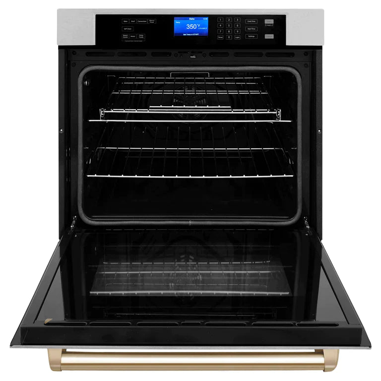 ZLINE 30 In. Autograph Edition Single Wall Oven with Self Clean and True Convection in DuraSnow® Stainless Steel and Gold 5