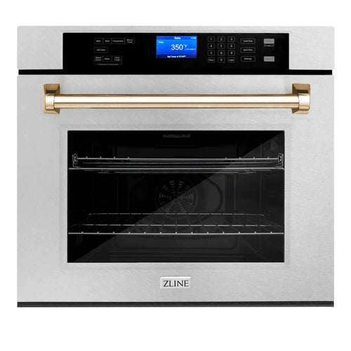 ZLINE 30 In. Autograph Edition Single Wall Oven with Self Clean and True Convection in DuraSnow® Stainless Steel and Gold 9