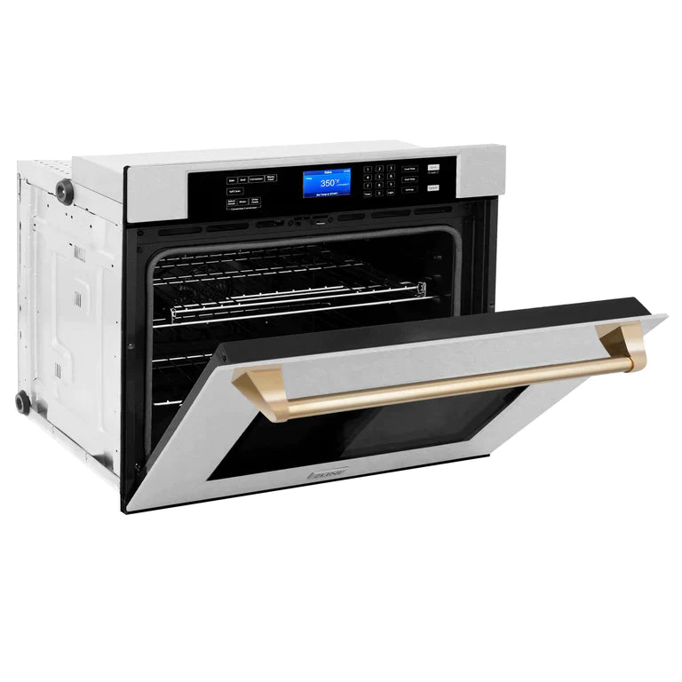 ZLINE 30 In. Autograph Edition Single Wall Oven with Self Clean and True Convection in DuraSnow® Stainless Steel and Gold 6