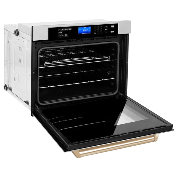 ZLINE 30 In. Autograph Edition Single Wall Oven with Self Clean and True Convection in DuraSnow® Stainless Steel and Gold 7