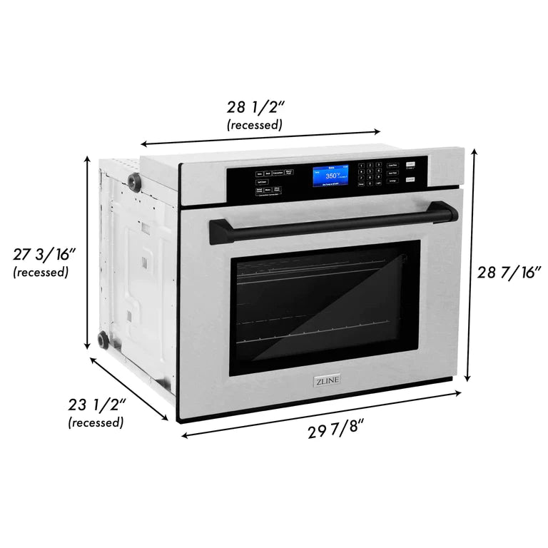 ZLINE 30 In. Autograph Edition Single Wall Oven with Self Clean and True Convection in DuraSnow® Stainless Steel and Matte Black 9