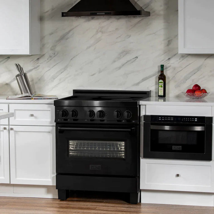 ZLINE 30 Inch 4.0 cu. ft. Induction Range with Electric Oven in Black Stainless Steel