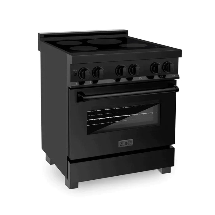 ZLINE 30 Inch 4.0 cu. ft. Induction Range with Electric Oven in Black Stainless Steel