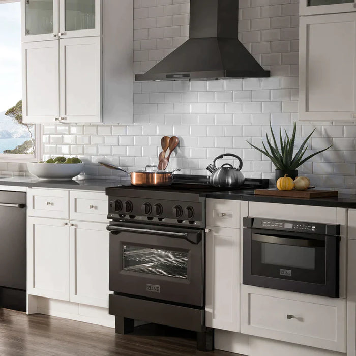 ZLINE 30 Inch 4.0 cu. ft. Induction Range with Electric Oven in Black Stainless Steel